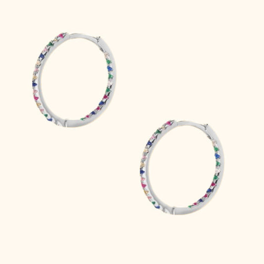 Argollas plata y circones de colores