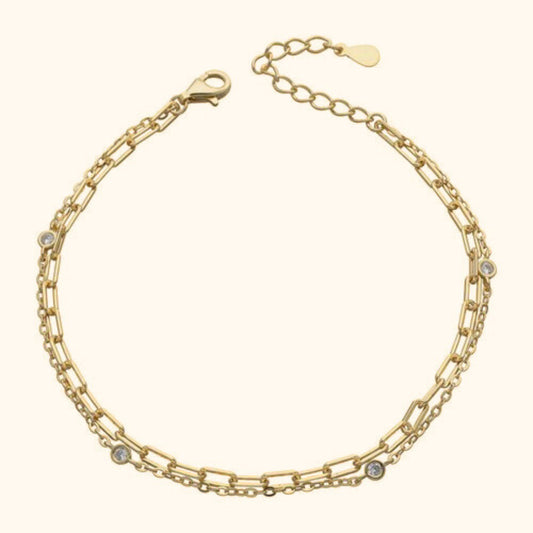 Pulsera doble oro y circones