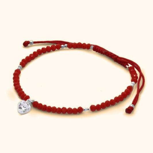 Pulsera roja corazón colgante