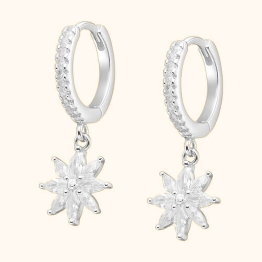 Argollas flores colgante Plata 925