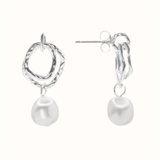 Aro perla colgante plata