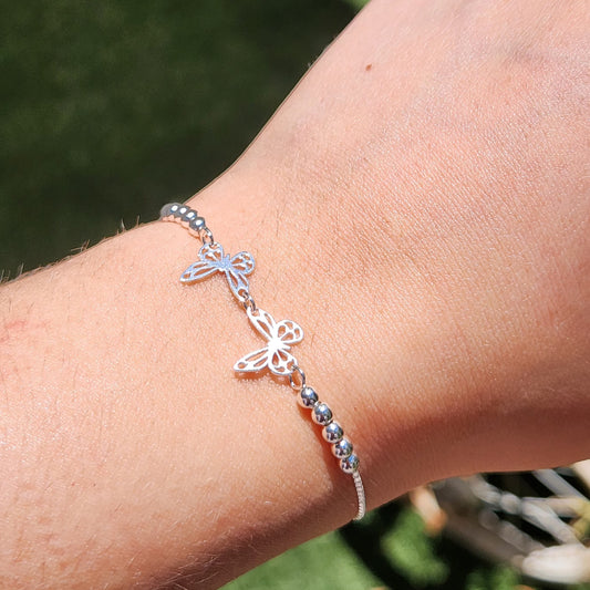 Pulsera mariposas de plata ajustable