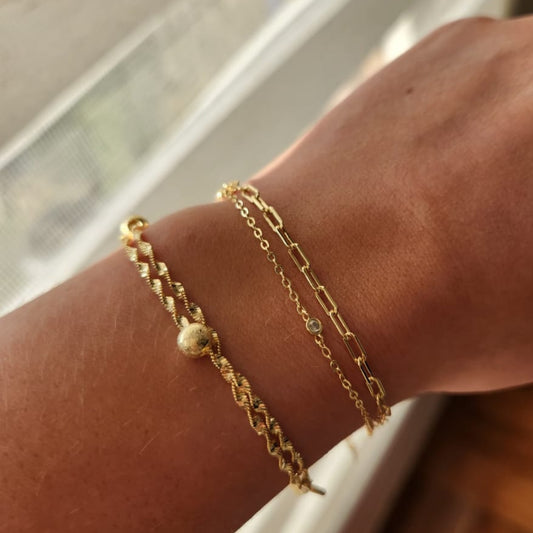 Pulsera doble oro y circones