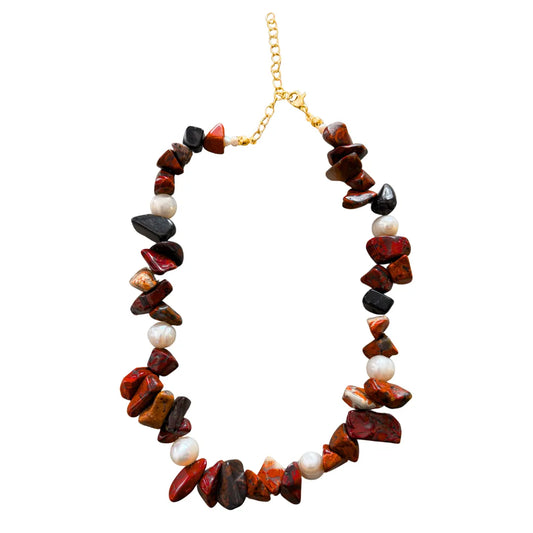 Collar Corales Jaspe Burdeo