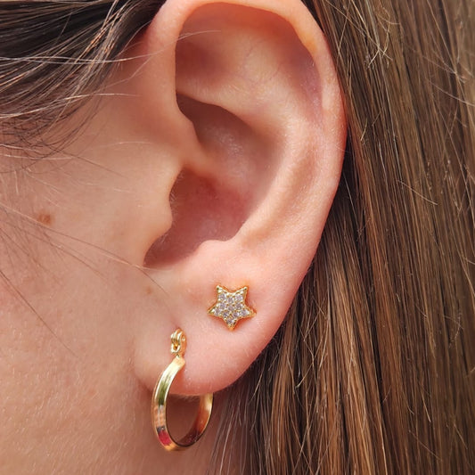 Aros estrella oro y circones