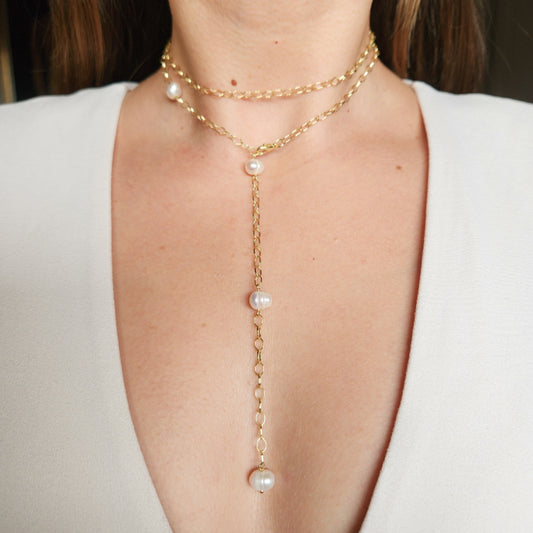 Collar dorado y perlas - Collar Airlie Beach