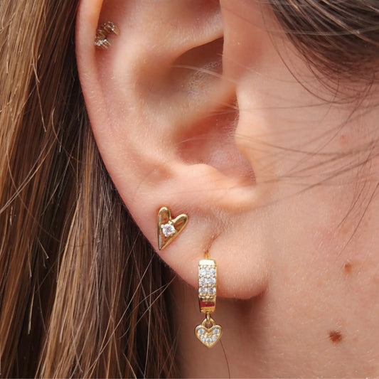 Argollas corazón enchapada en Oro