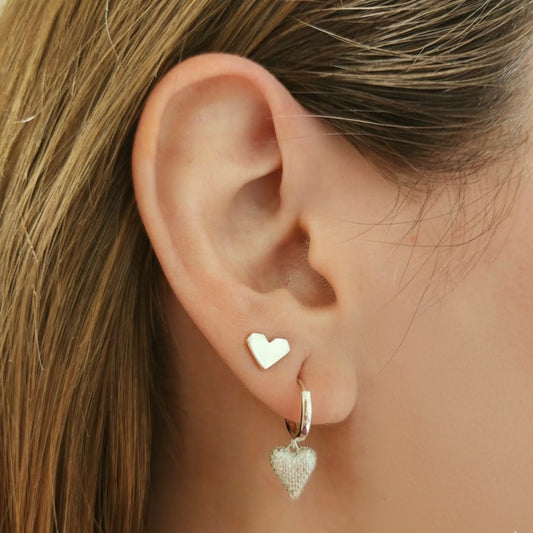 Argollas corazón colgante plata