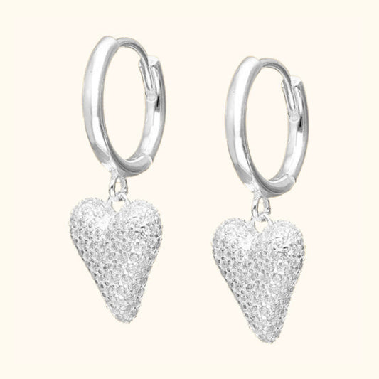 Argollas corazón colgante plata