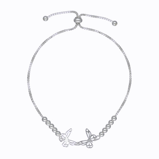 Pulsera mariposas de plata ajustable