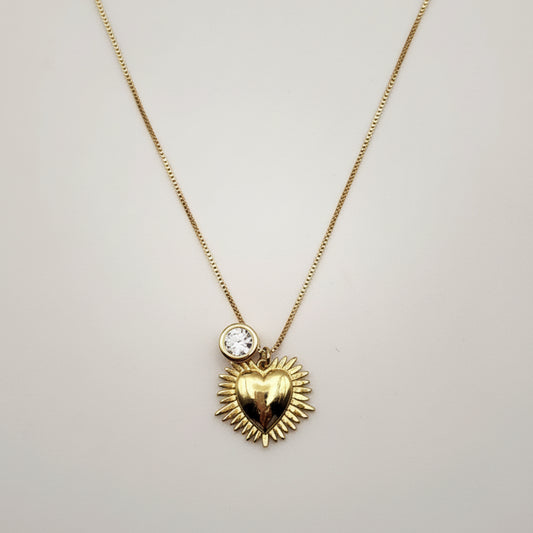 Collar corazón oro y punto de luz - Collar Gold Coast