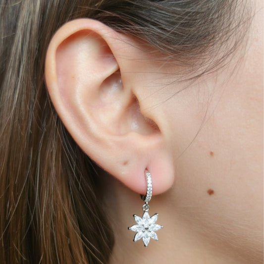 Argollas flores colgante Plata 925