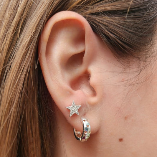 Argollas estrellas plata