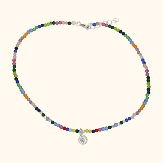 Tobillera cristales multicolor y circón