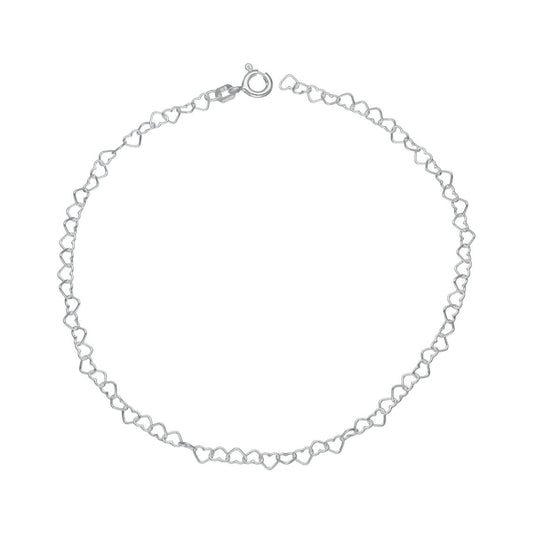 Tobillera corazones de plata